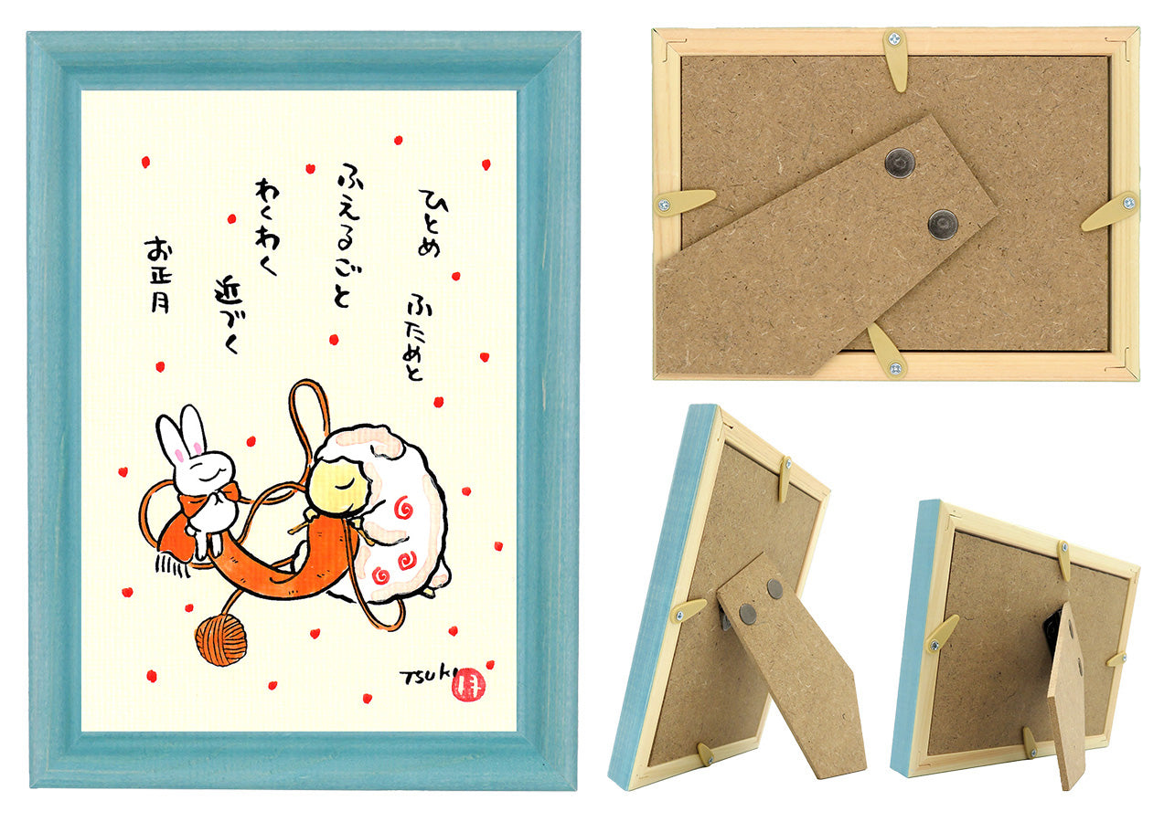 西村月 額絵:S size額色レッド完売* ひとめ ふためと(オレンジ)【冬】