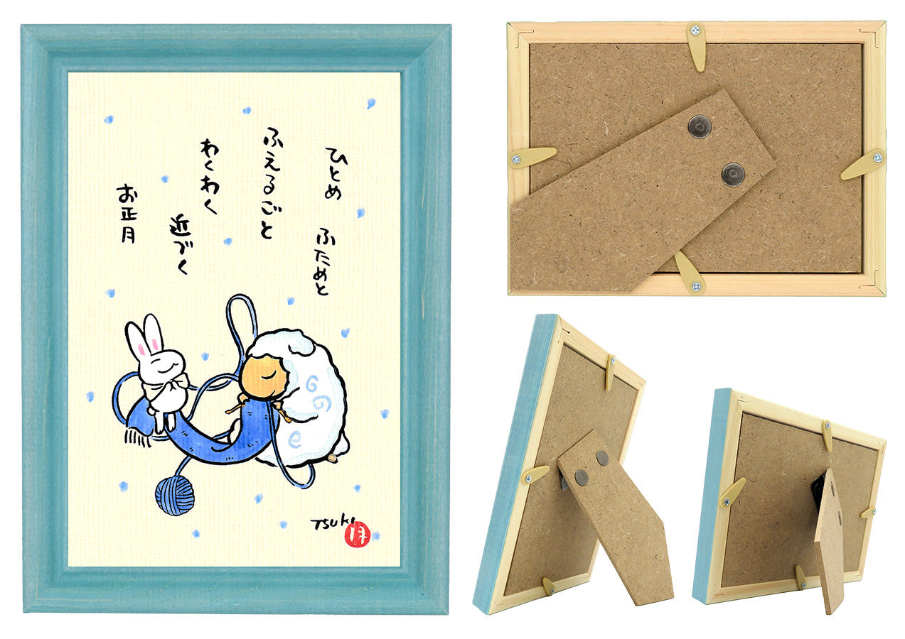 西村月 額絵:S size額色レッド完売*ひとめ ふためと(青)【冬】