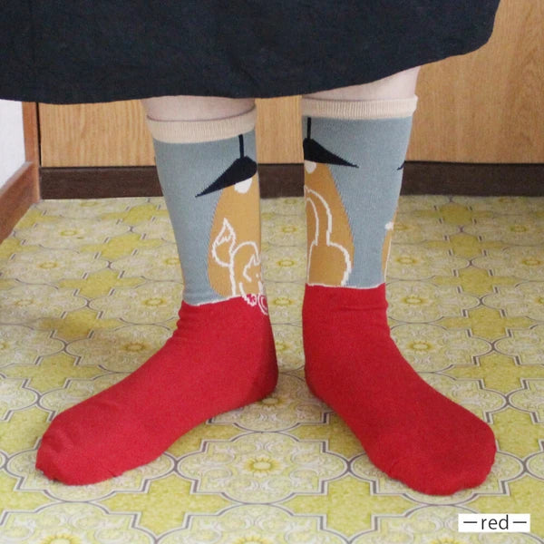 ストーリーソックス【イソップ寓話】:きつねとつるのごちそう