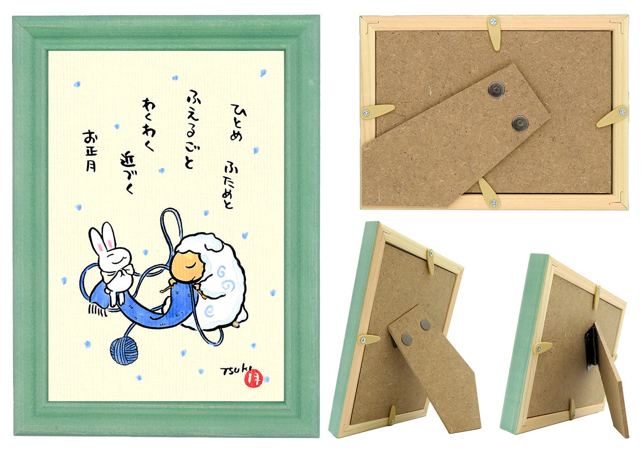 西村月 額絵:S size額色レッド完売*ひとめ ふためと(青)【冬】