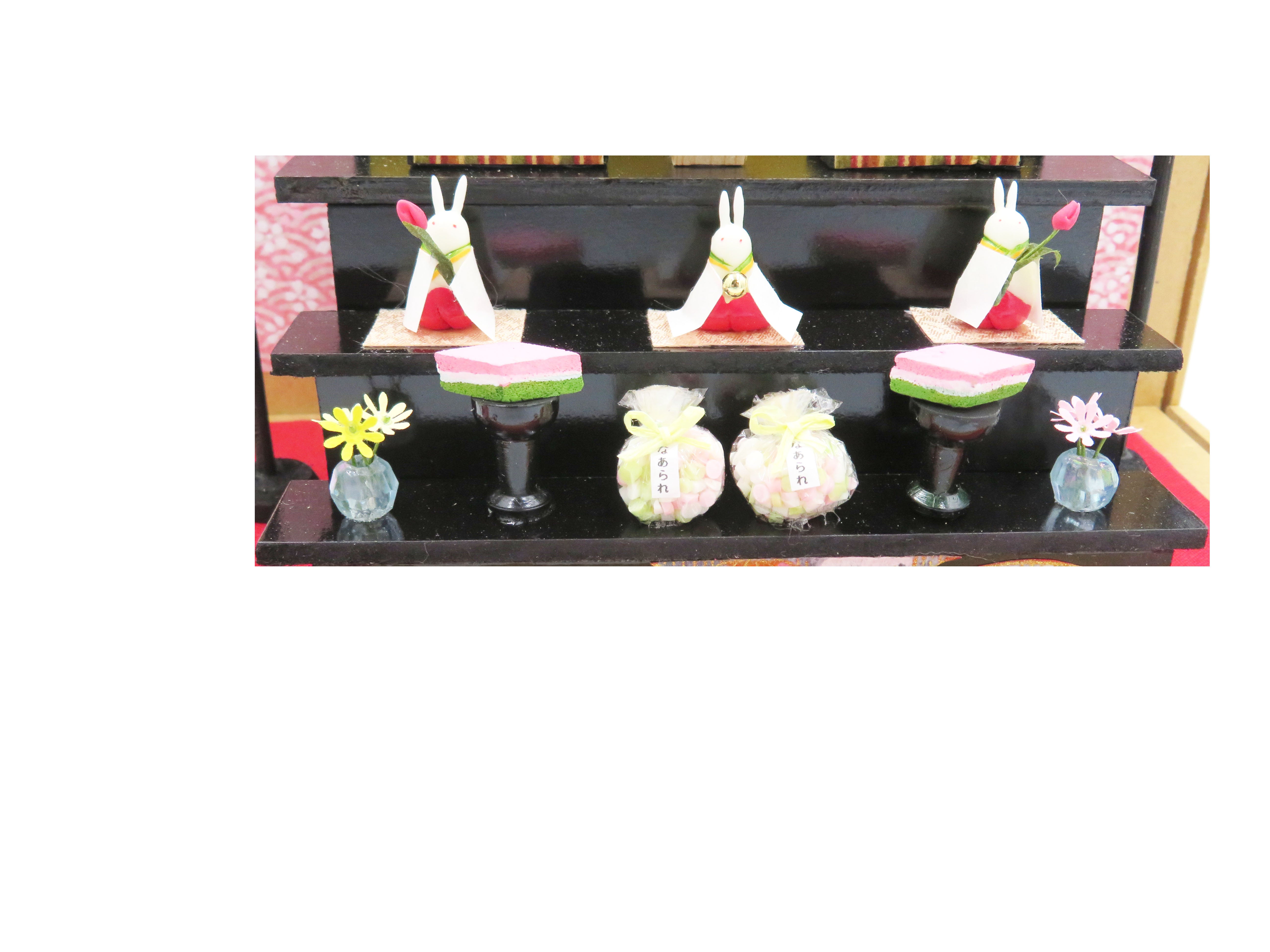 田島ひとみ ミニチュア三段うさぎ雛(A)