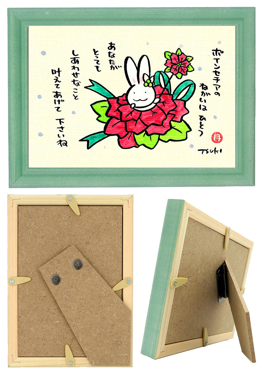 西村月 額絵:S size額色レッド完売* ポインセチアの ねがいはひとつ【クリスマス】