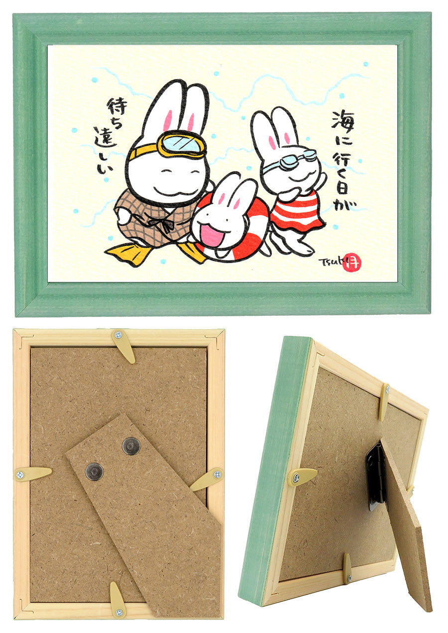 西村月 額絵:S size額色レッド完売*海に行く日が 待ち遠しい【夏】