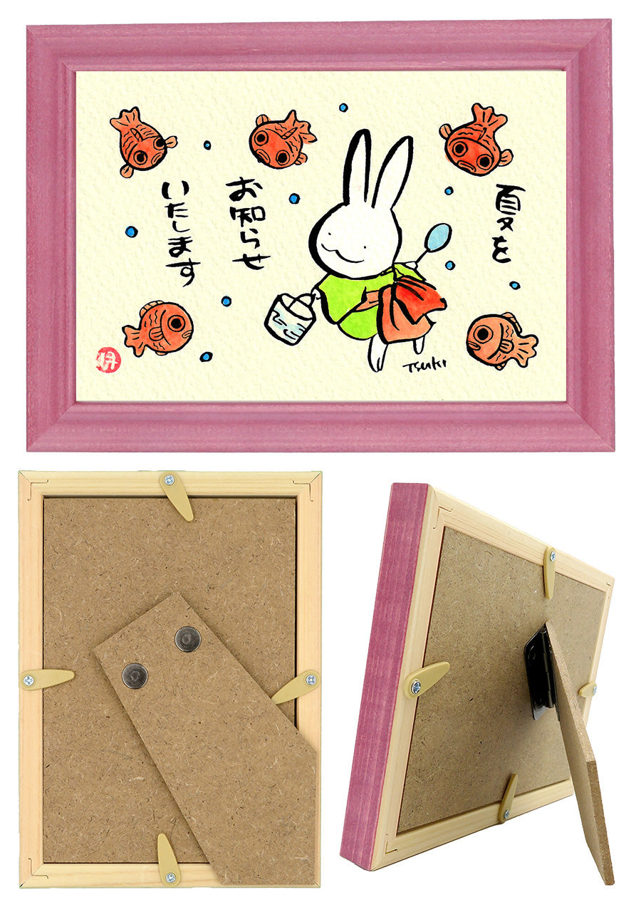 西村月 額絵:S size額色レッド完売* 夏を お知らせ いたします【夏】