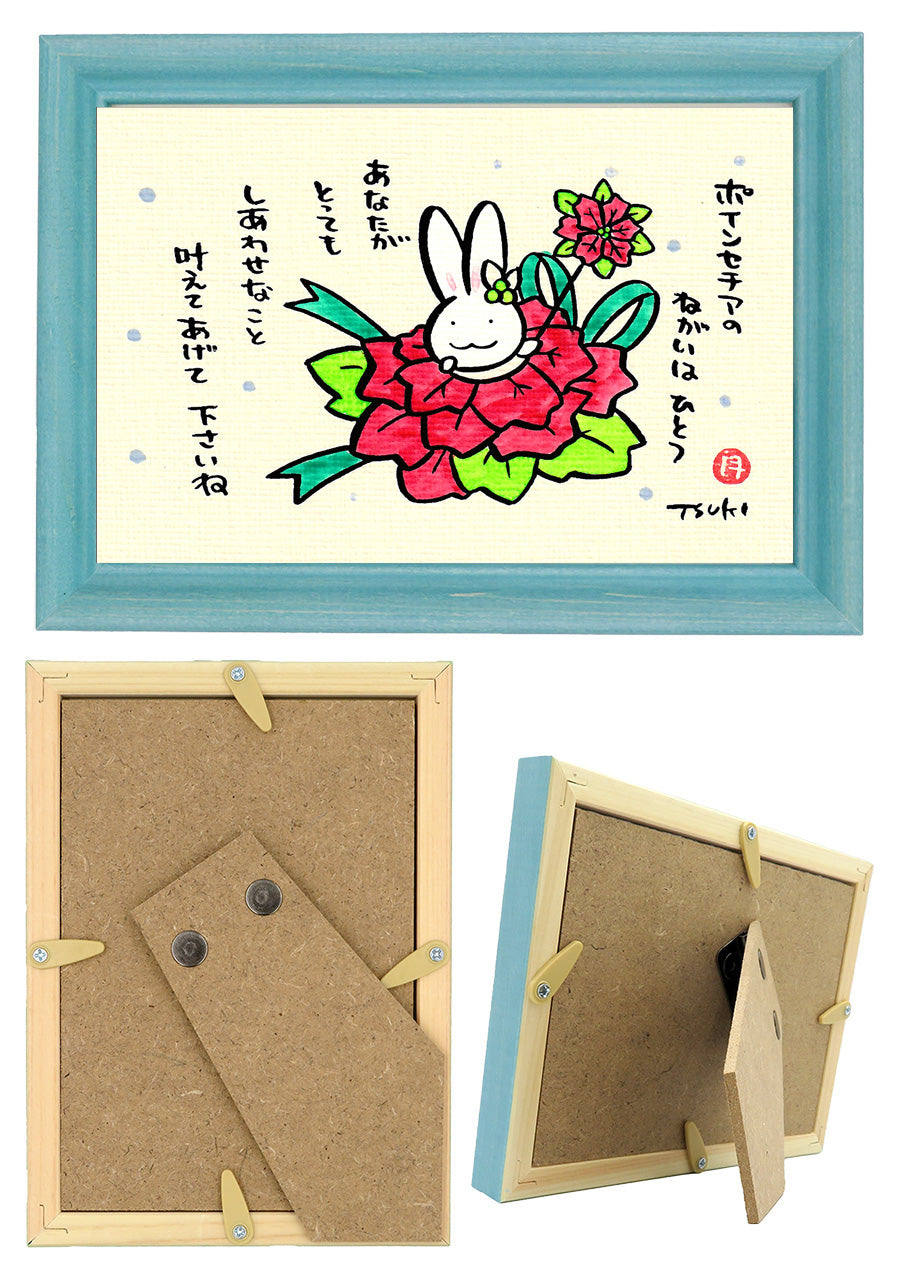 西村月 額絵:S size額色レッド完売* ポインセチアの ねがいはひとつ【クリスマス】