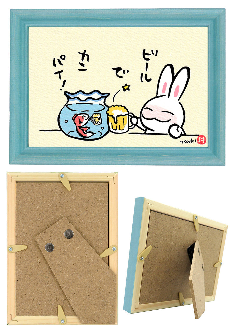 西村月 額絵:S size 額色レッド完売 *ビールで カンパイ【夏】