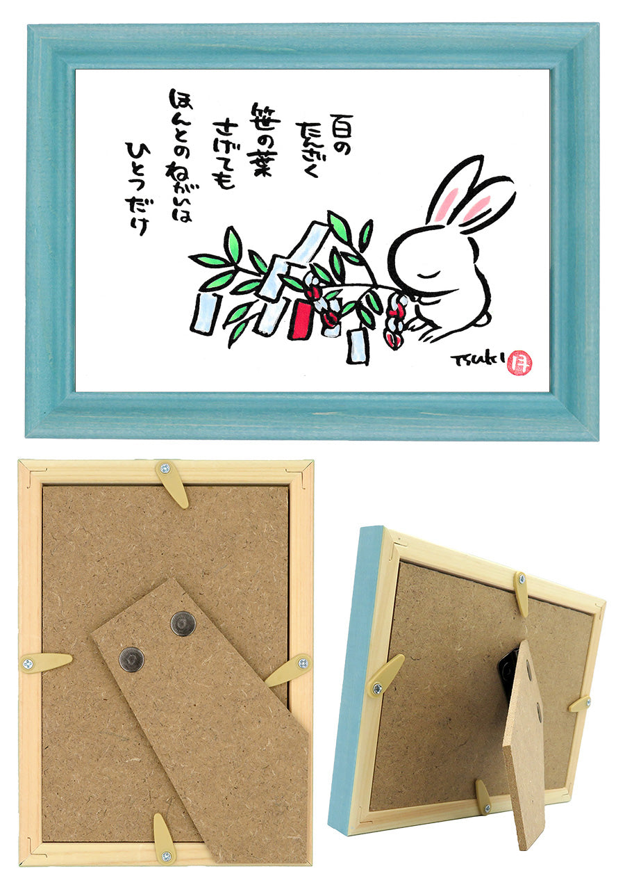 西村月 額絵:S size額色レッド完売*百の たんざく 笹の葉【夏】