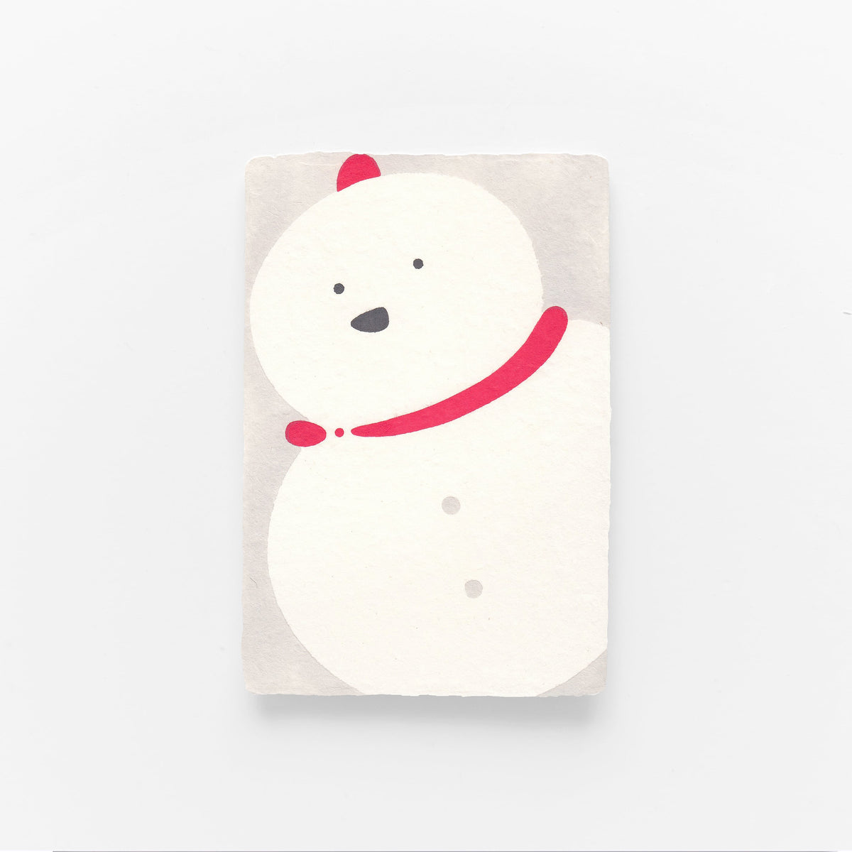 手摺り型染め葉書 雪だるま