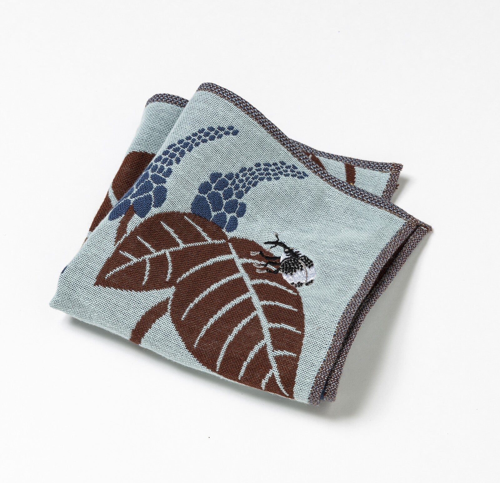 morita MiW ガーゼハンカチ 花とゾウムシ (ライトブルー)