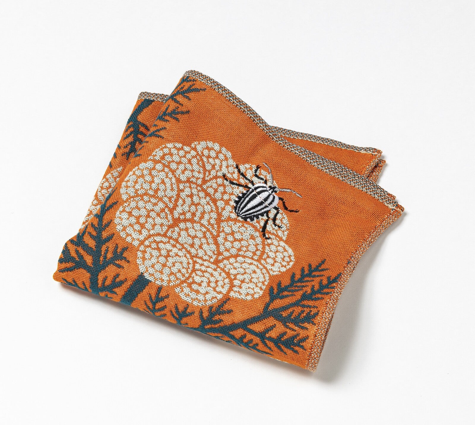 morita MiW ガーゼハンカチ 花とカメムシ (オレンジ)