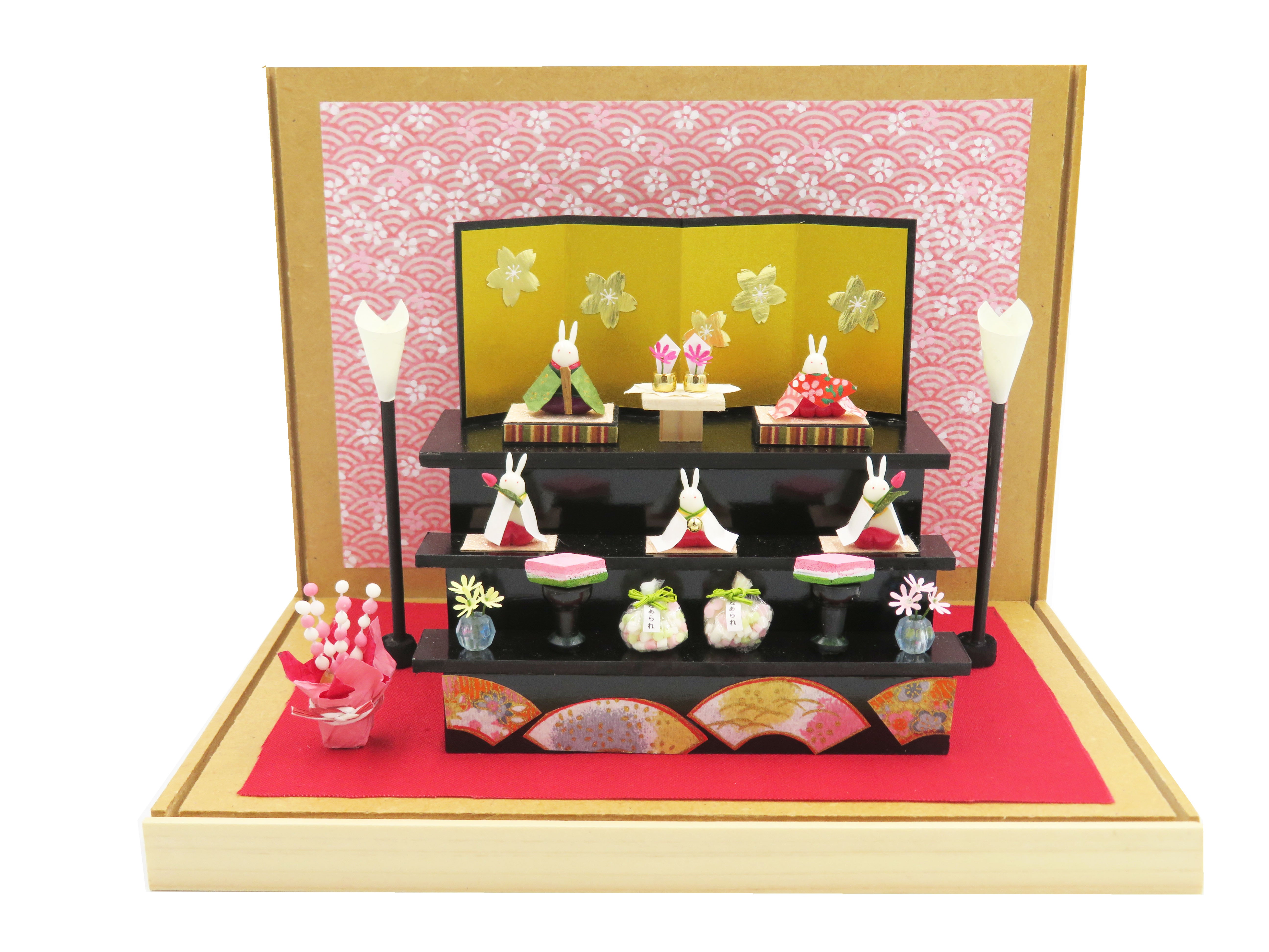 田島ひとみ ミニチュア三段うさぎ雛(A)