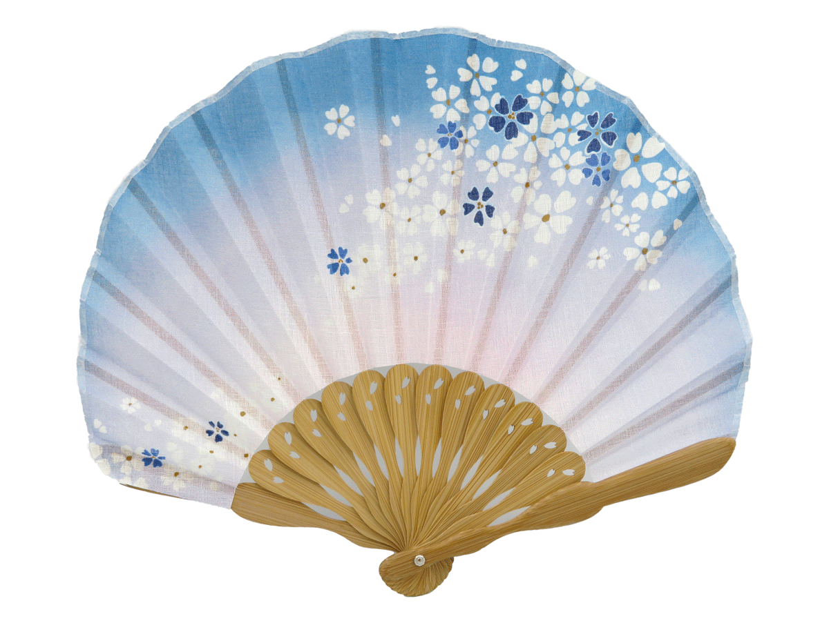 レディース布扇子 桜ぼかし 1122(ブルー)