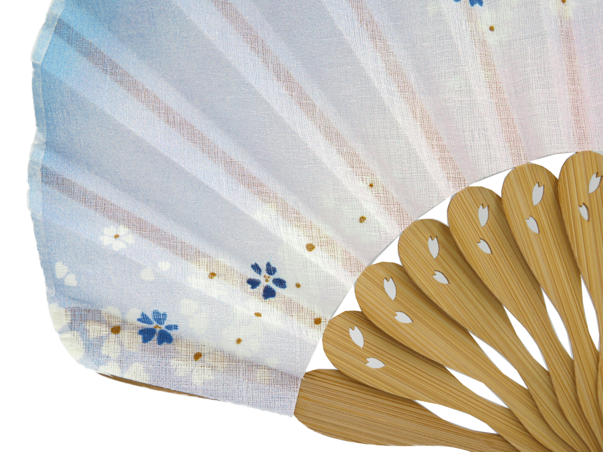 レディース布扇子 桜ぼかし 1122(ブルー)