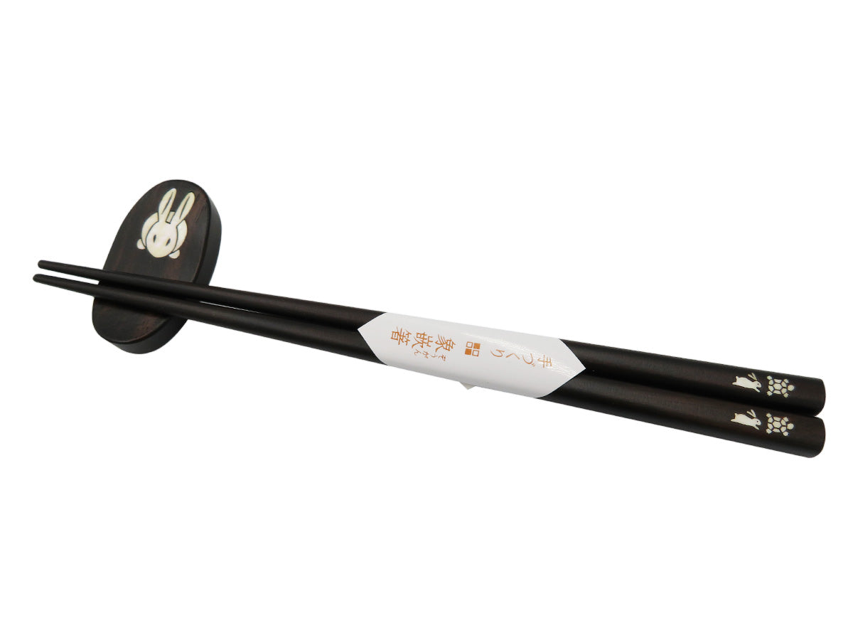 夢工房 箸置き うさぎ(黒檀)