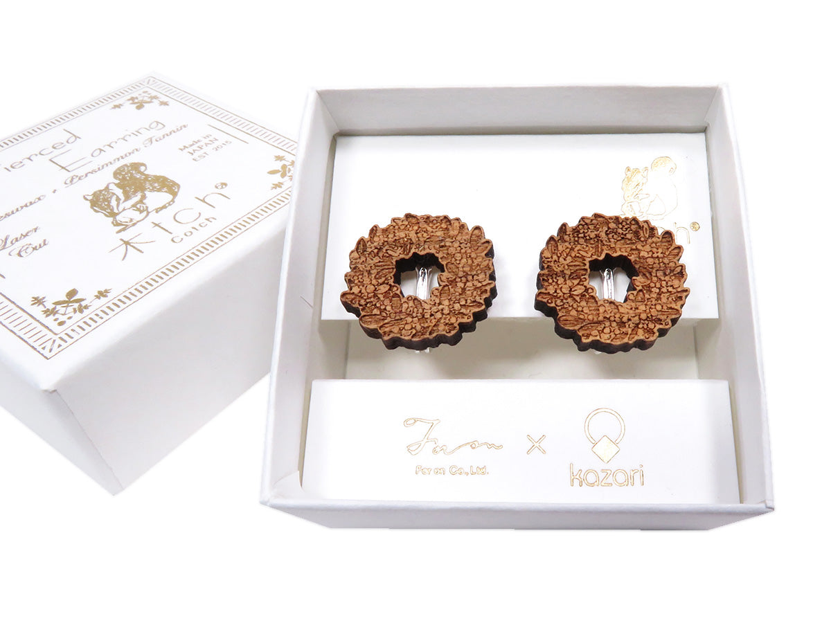 -木tch- イヤリング:mimosa wreath(ミモザリース)