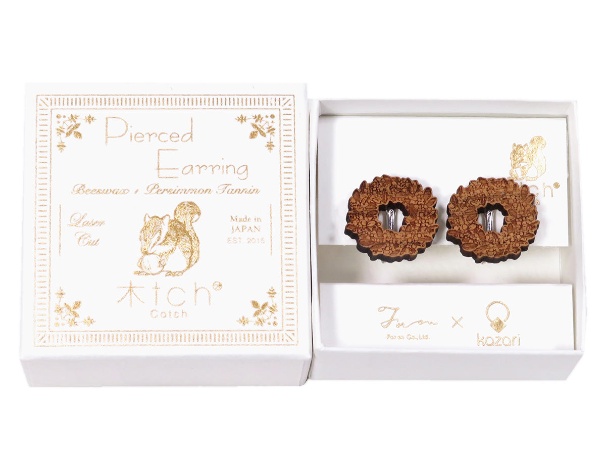 -木tch- イヤリング:mimosa wreath(ミモザリース)