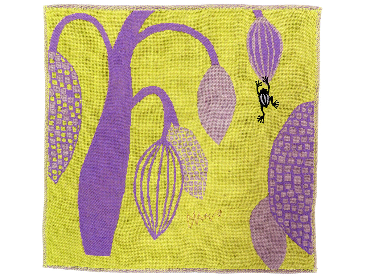 morita MiW ガーゼハンカチ 花とカエル(イエロー)