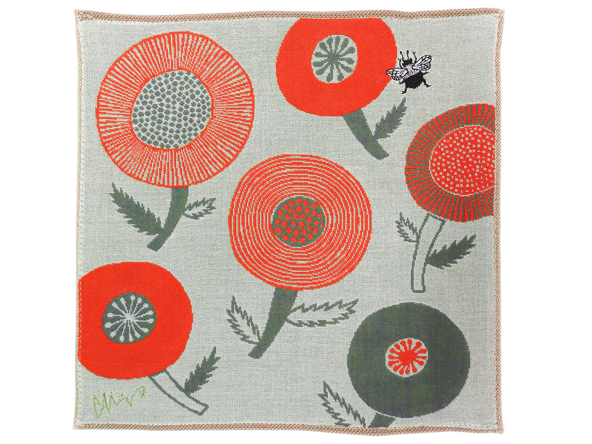 morita MiW ガーゼハンカチ 花とクマンバチ(ベージュ)