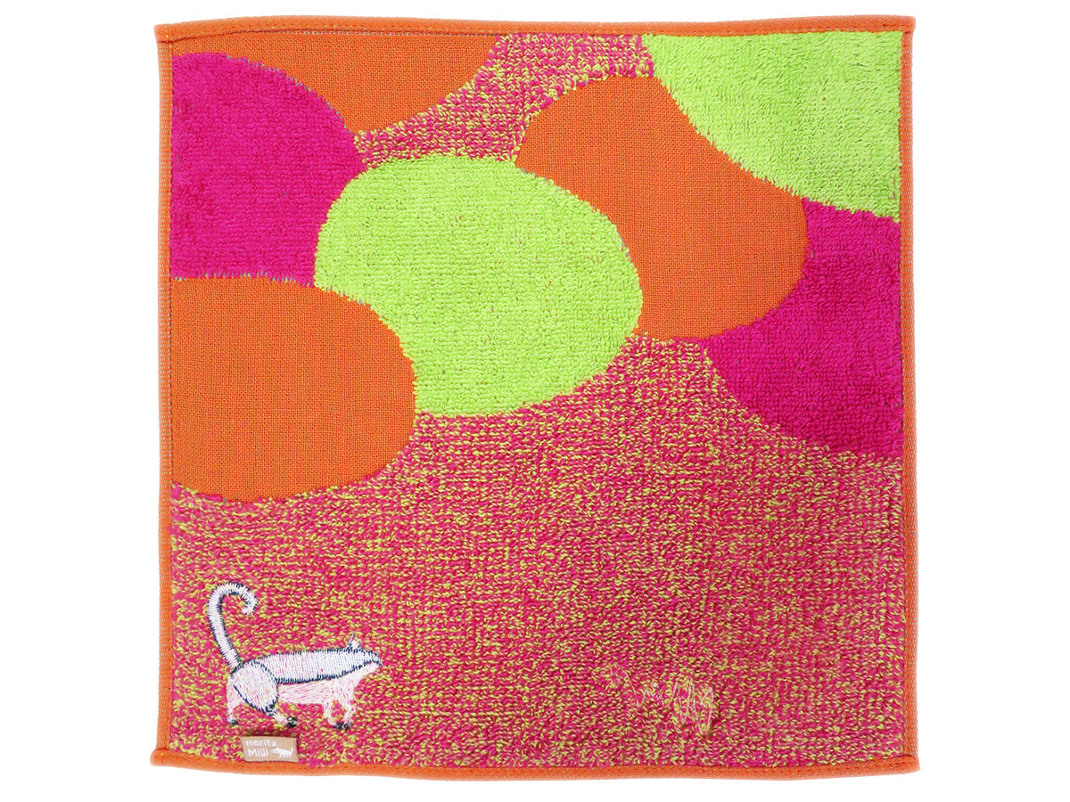 morita MiW ガーゼパイルハンカチ ネコと大きな街路樹(オレンジ)