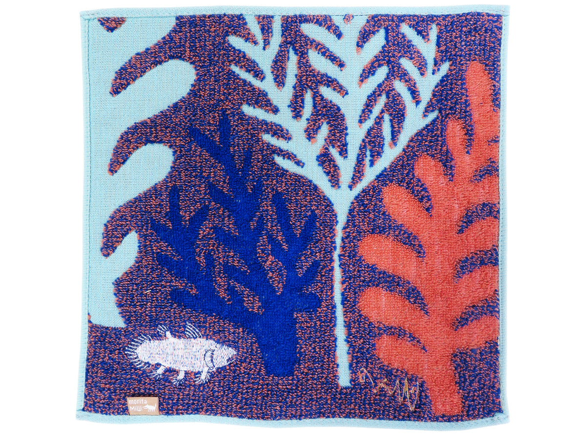 morita MiW ガーゼパイルハンカチ シーラカンスと海の森(ブルー)