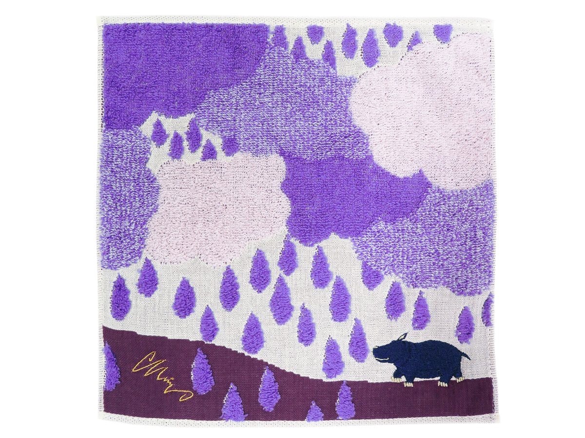 morita MiW ガーゼパイルハンカチ カバと静かな雨(パープル)