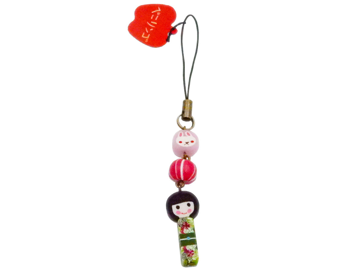 ベニリンゴ おかっぱちゃんストラップ(ピンク:A)
