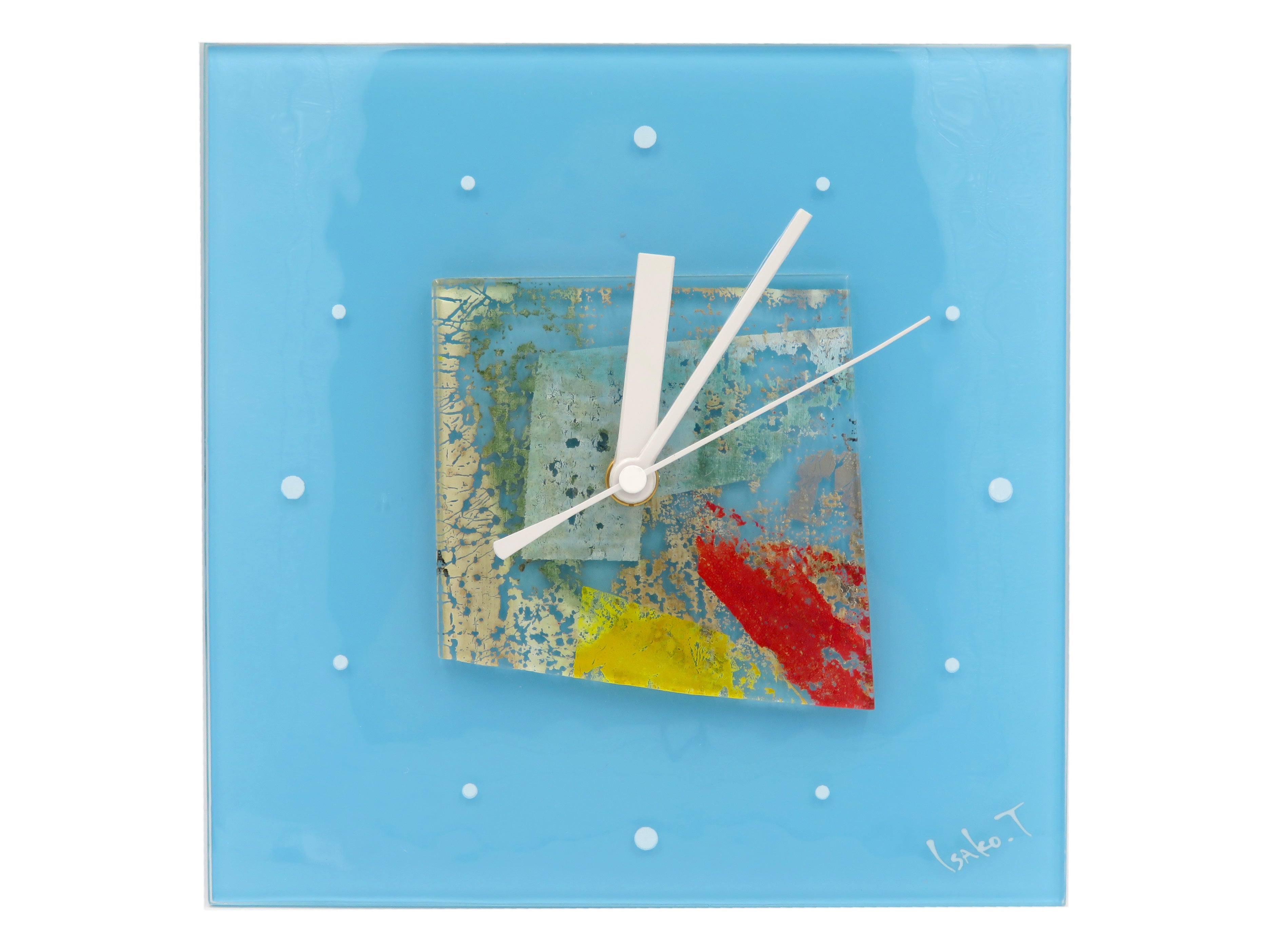 ーcomb de shioー ガラスアート時計「海のある街」