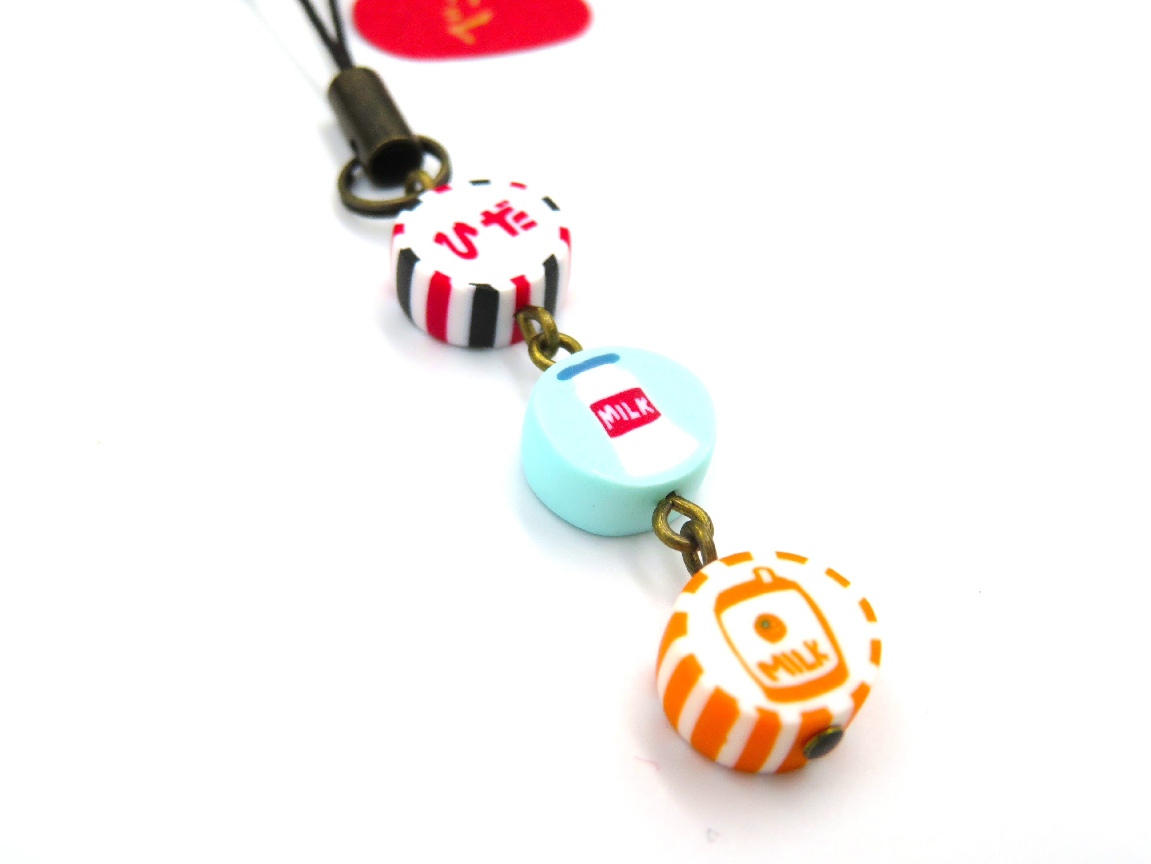 ベニリンゴ オリジナル3連ストラップ(ひだ・牛乳瓶・オレンジ牛乳)