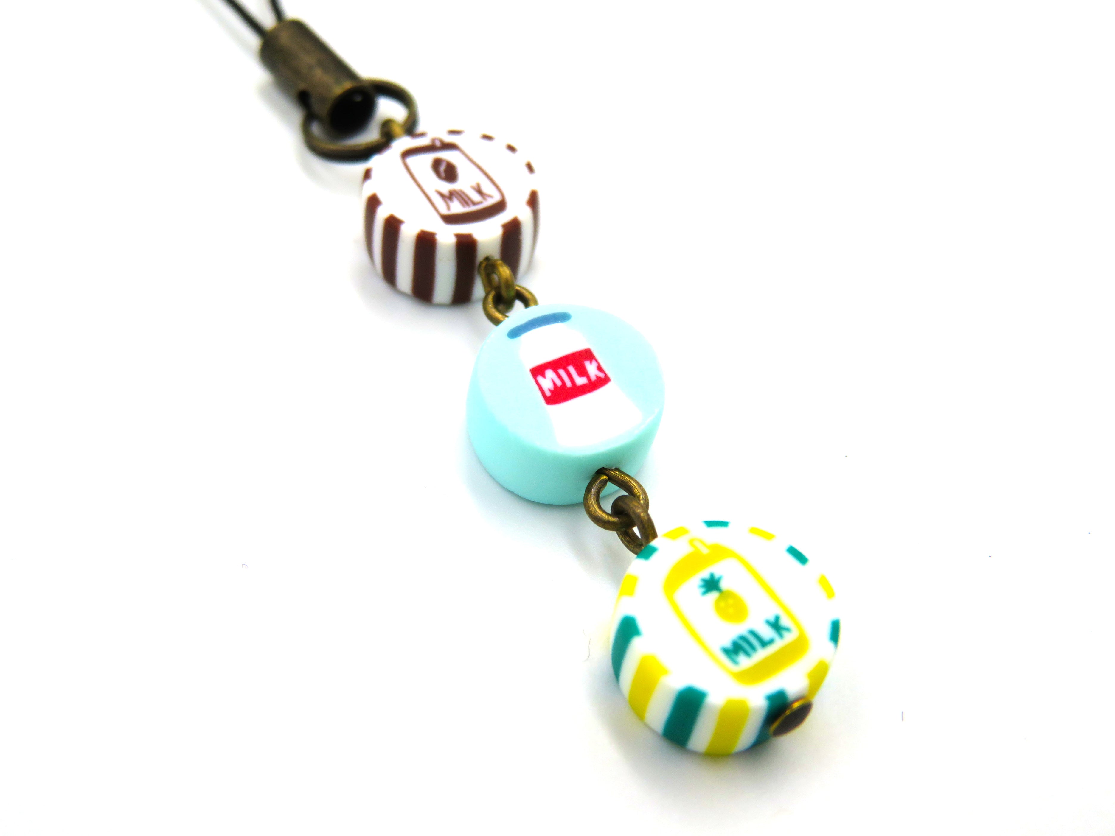 ベニリンゴ オリジナル3連ストラップ(コーヒー牛乳・牛乳瓶・パイン牛乳)