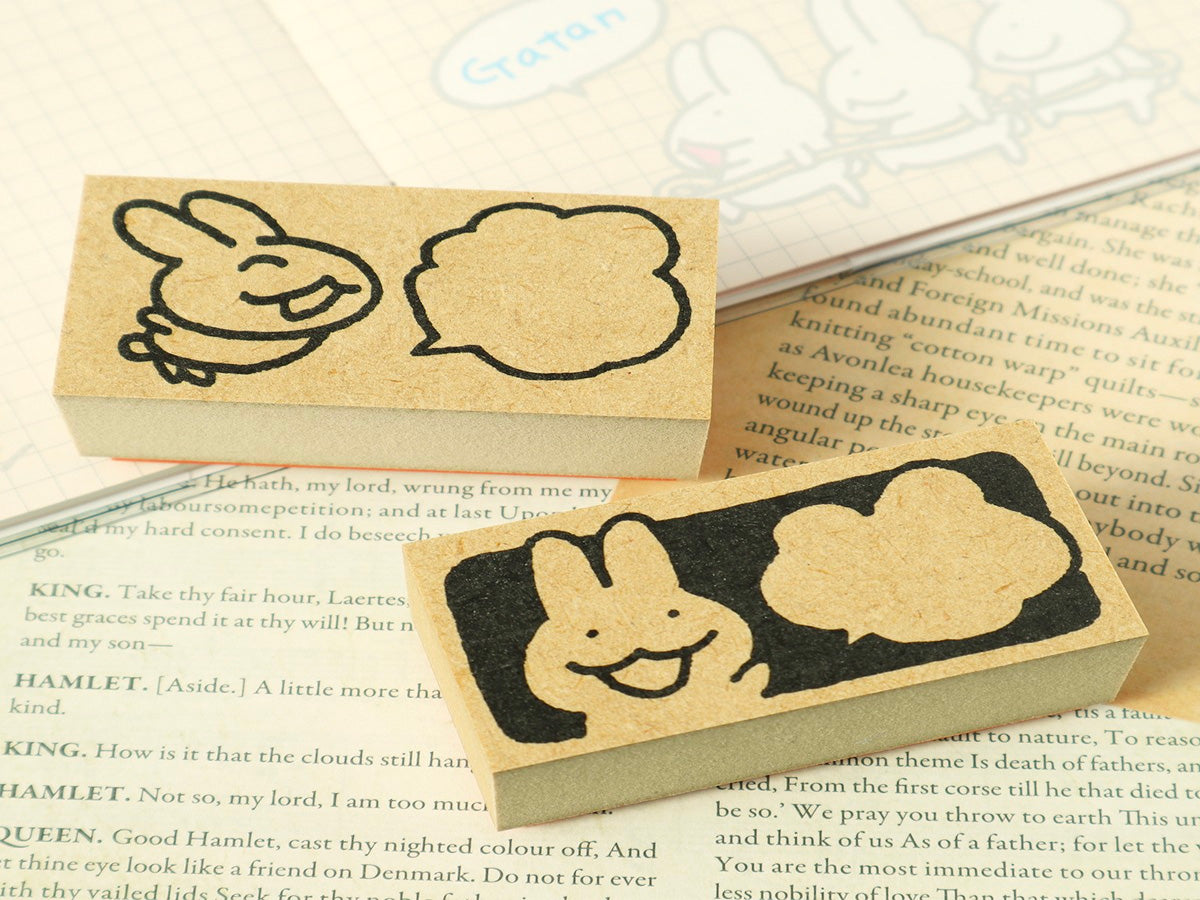 【新商品】西村月 木製スタンプ (60×30mm) 吹き出し(白)