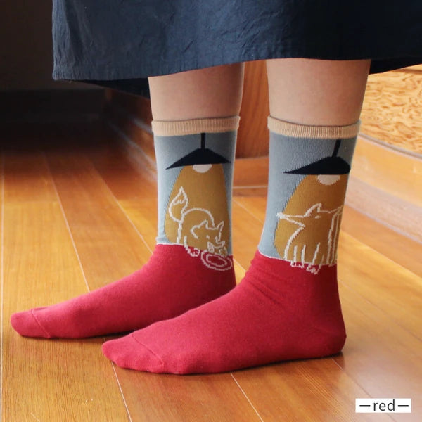 ストーリーソックス【イソップ寓話】：きつねとつるのごちそう