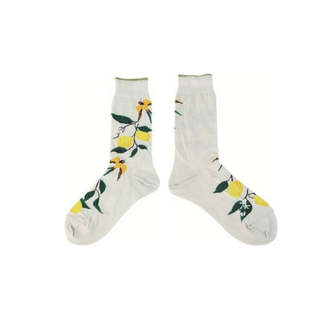 --andè--ハイゲージ クルーソックス：レモングレー/031