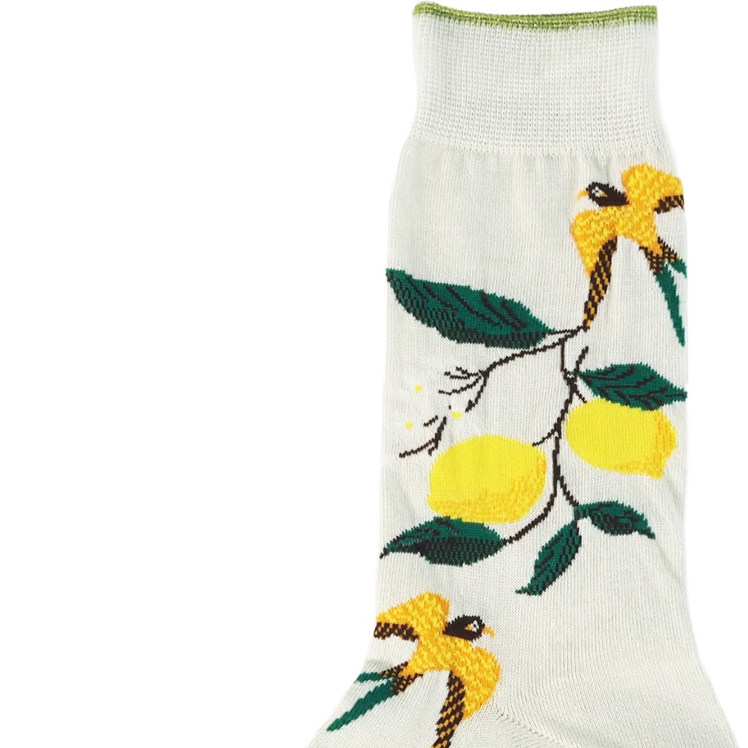 --andè--ハイゲージ クルーソックス：レモングレー/031