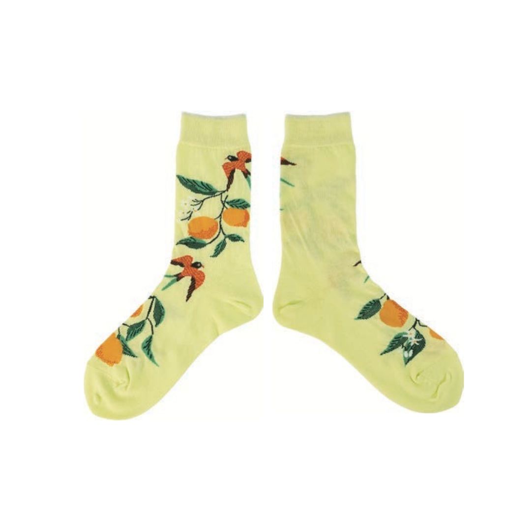 --andè--ハイゲージ クルーソックス：レモンイエロー/041