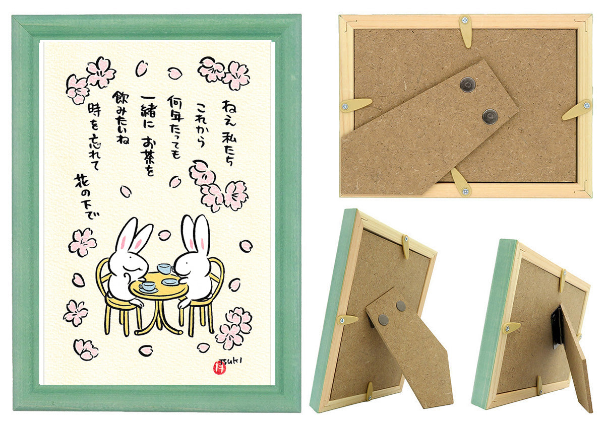 手作り額付き作品　title「静かなる月下の夢ウサギ」 めでたや】観月（みつき）のうさぎ – めでたやオンラインショップ