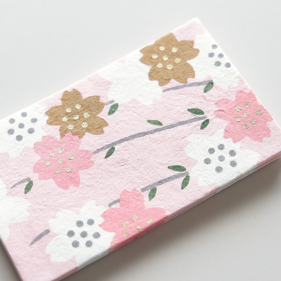 手摺り型染めぽち袋　花簾