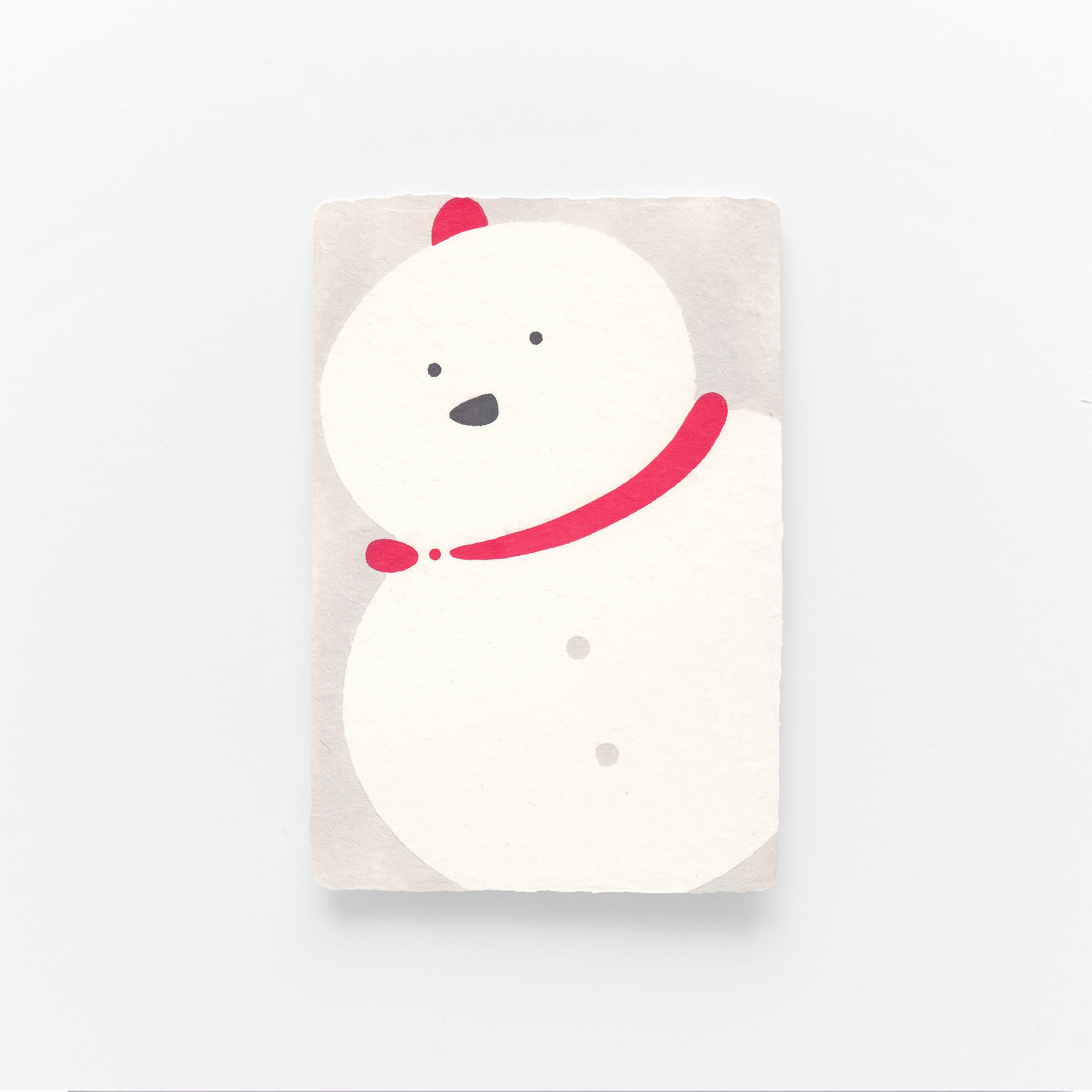 手摺り型染め葉書　雪だるま