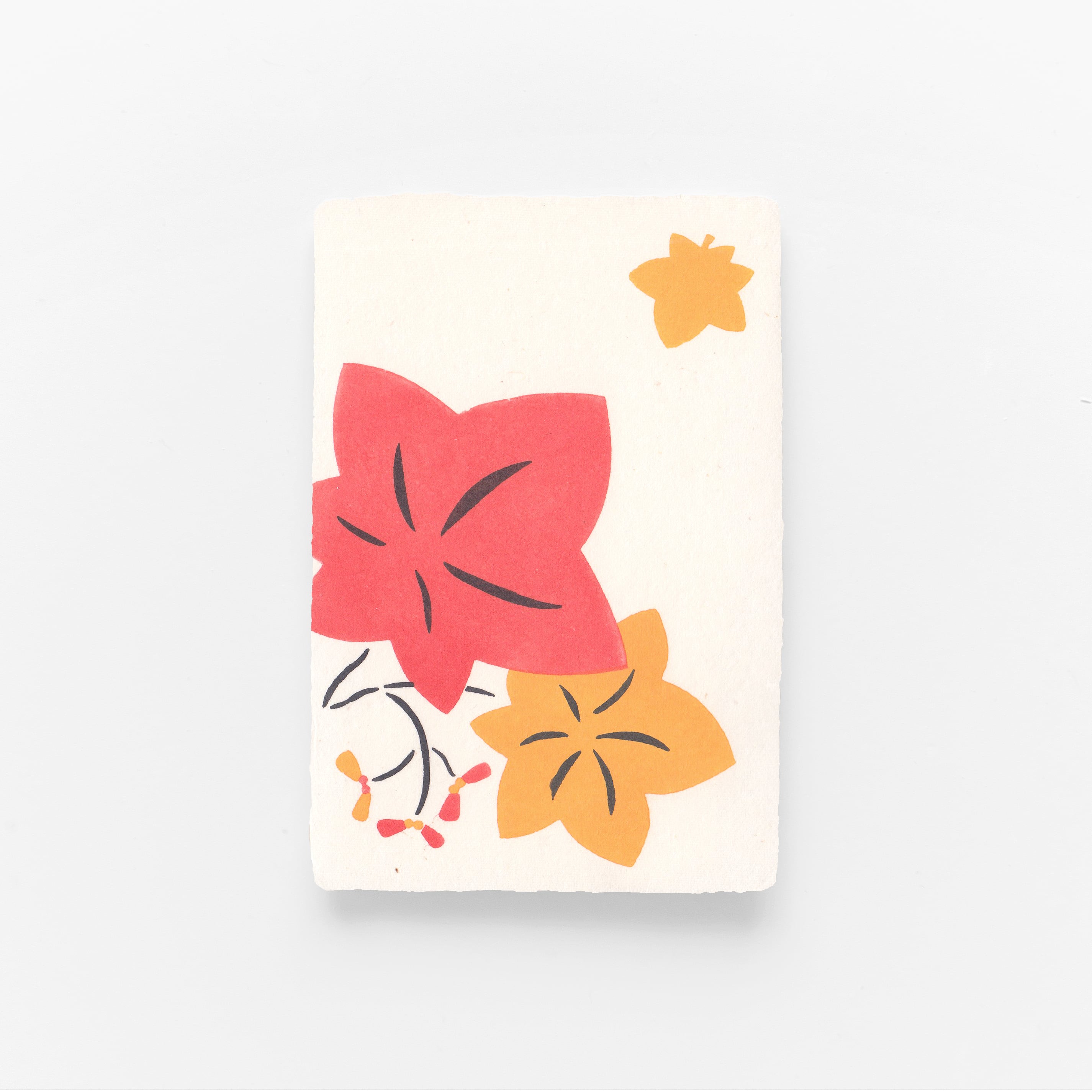 手摺り型染め葉書　もみじ