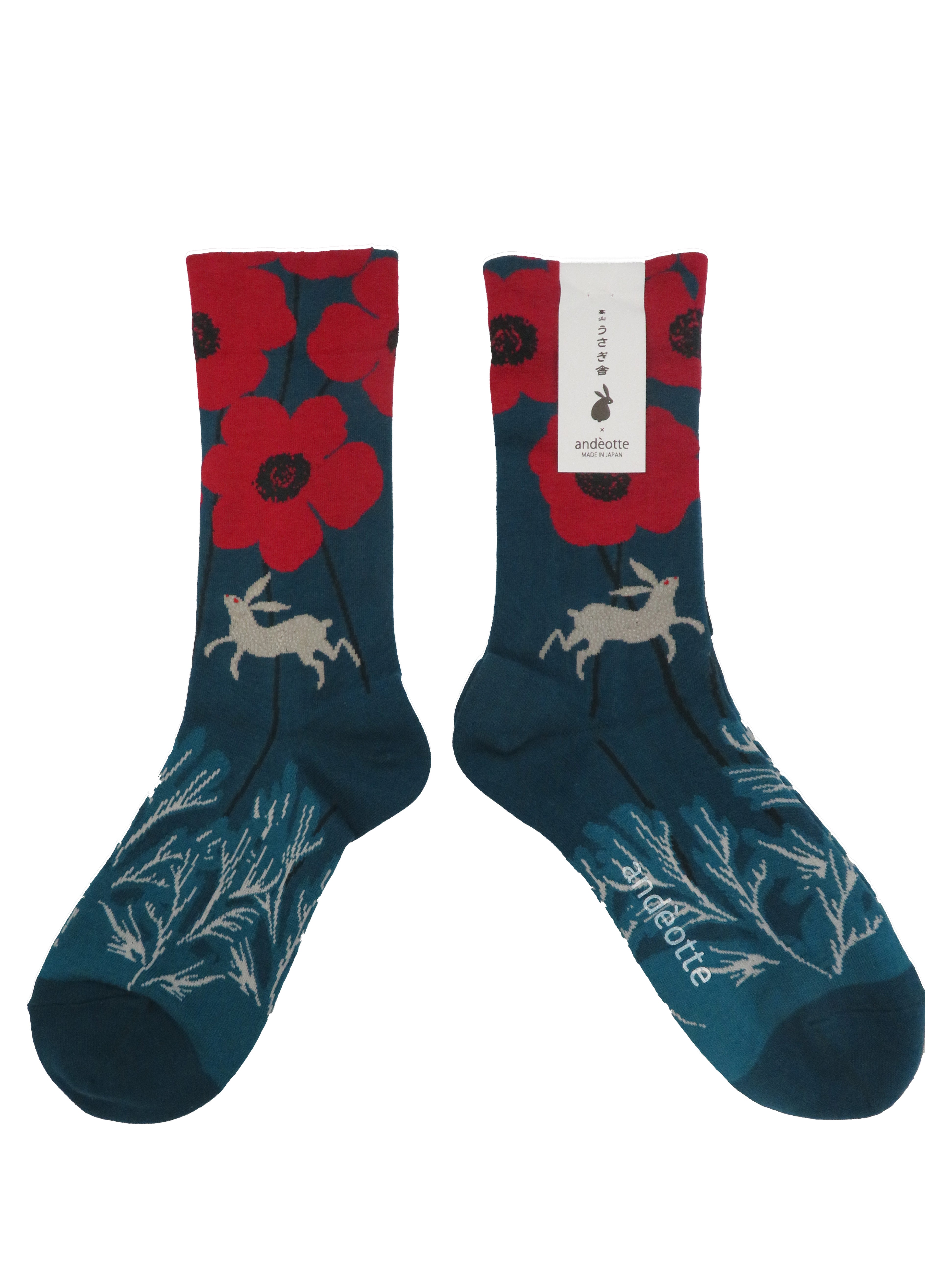 --andè--ハイゲージ クルーソックス：【うさぎ舎限定　ブルー】