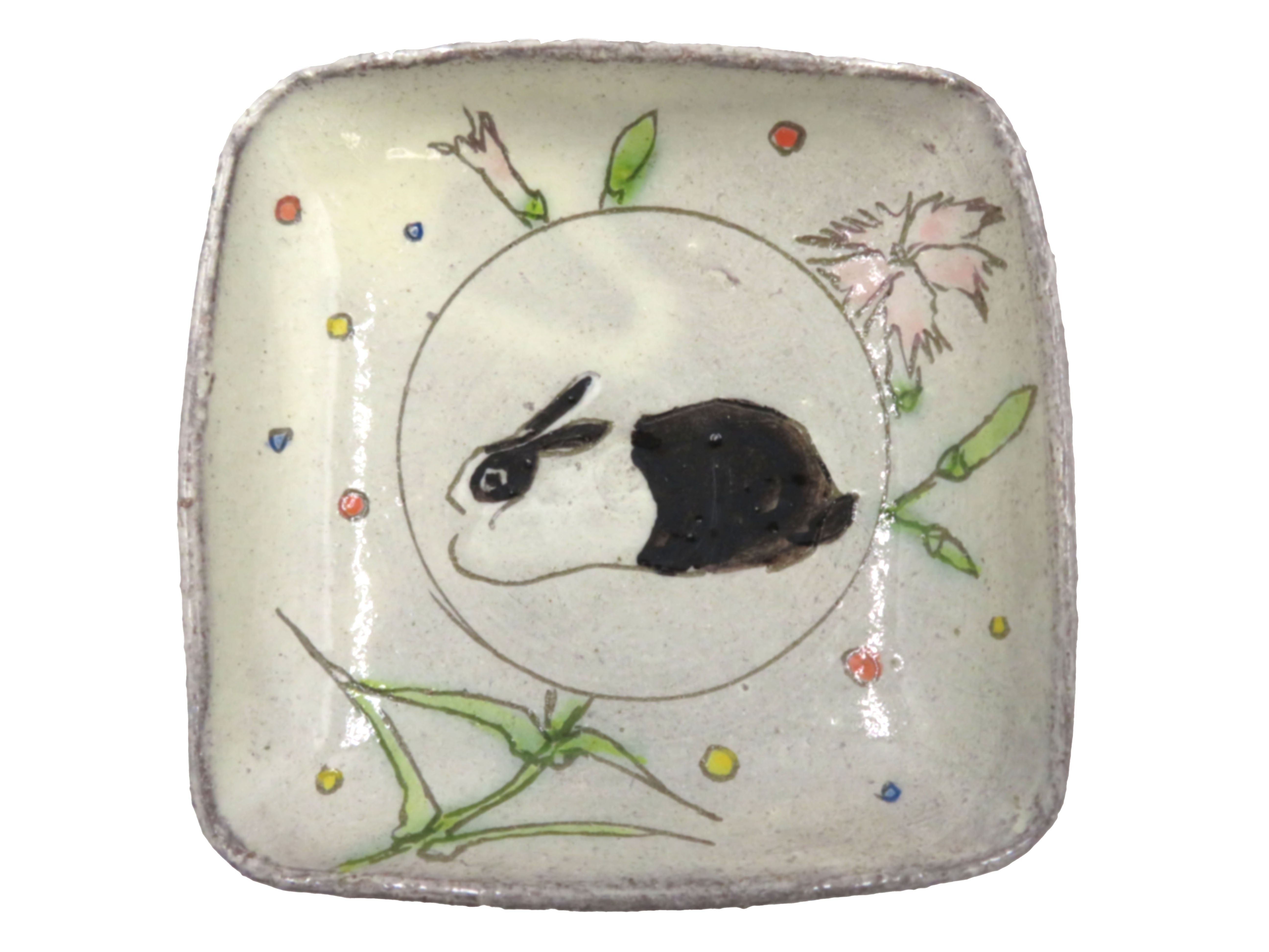 百花とうさぎ　角小鉢②