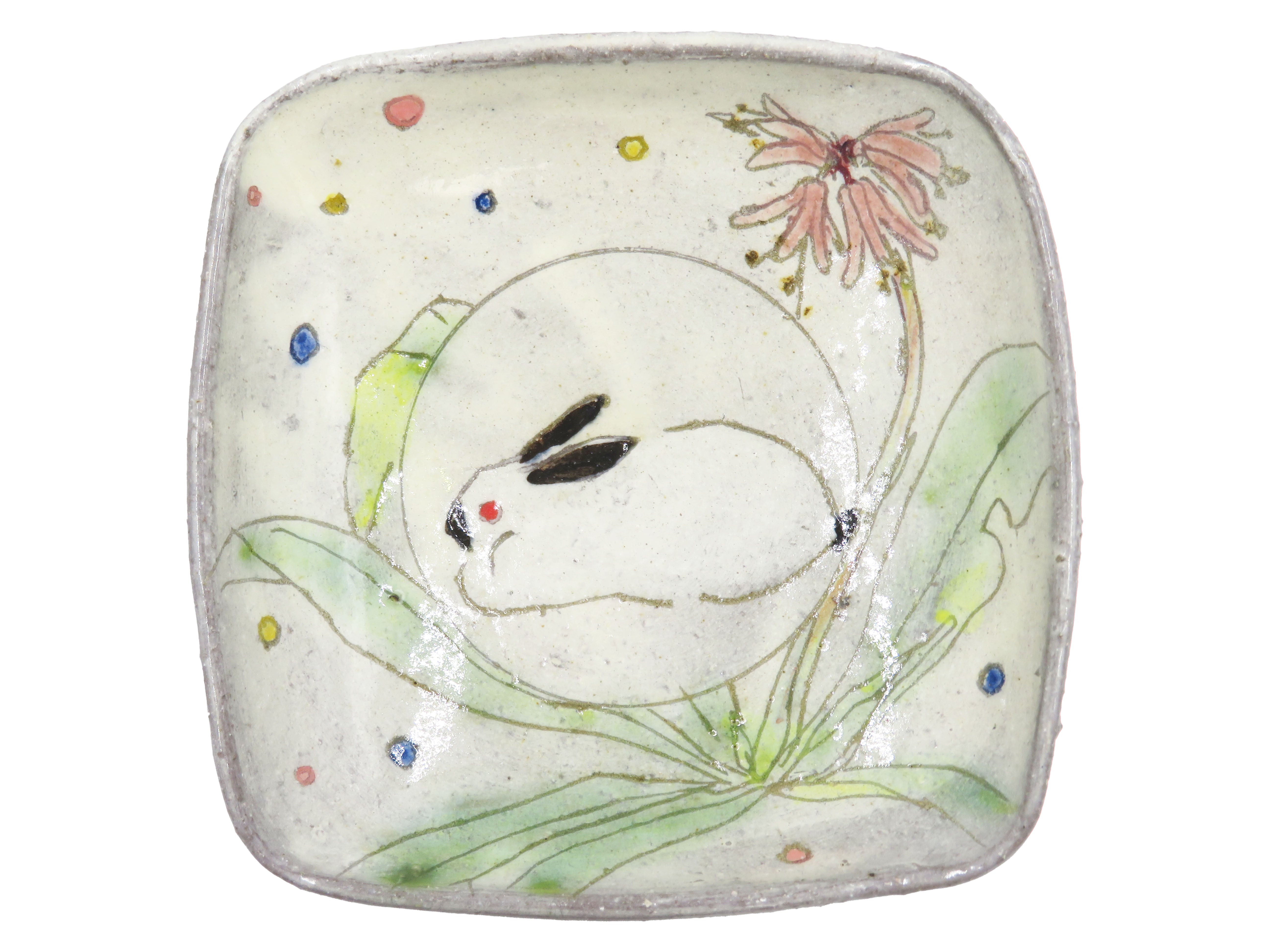 百花とうさぎ　角小鉢⑤