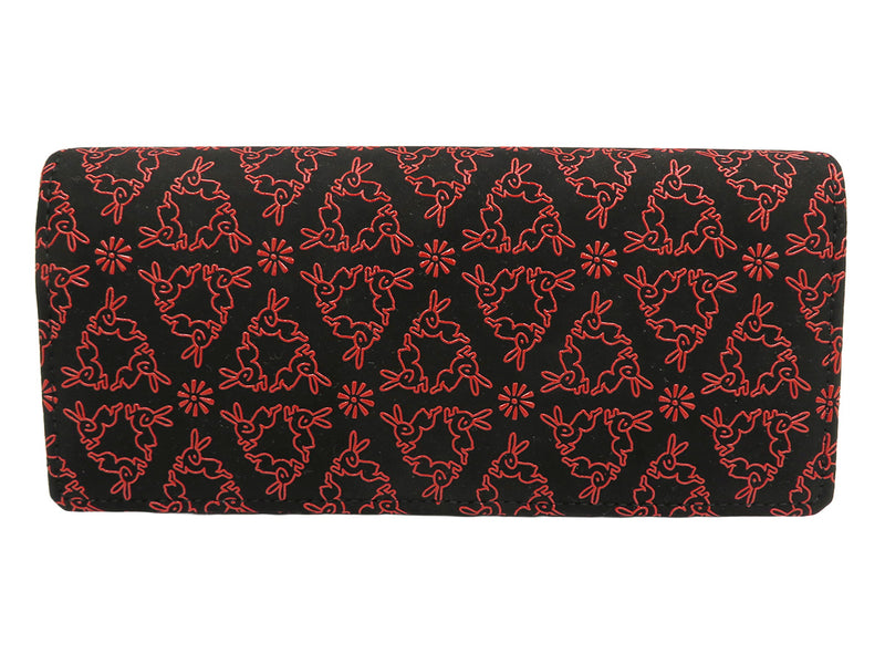 うさぎ柄印伝長財布(黒×赤)