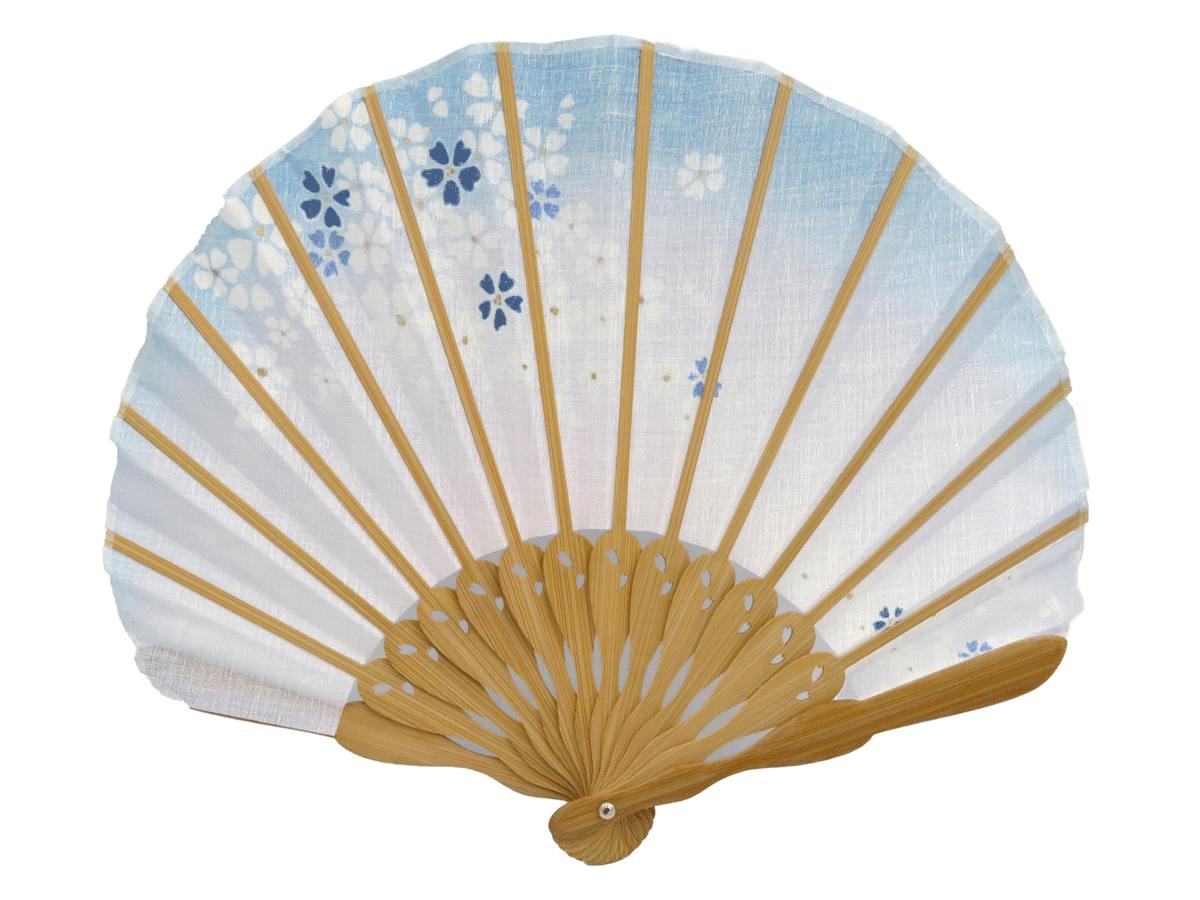 レディース布扇子　桜ぼかし　1122（ブルー）
