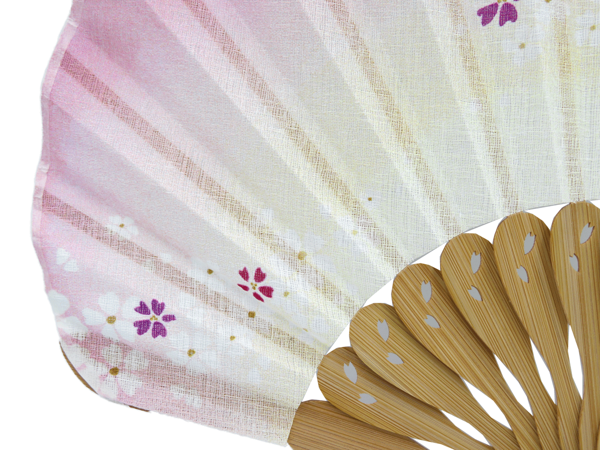 レディース布扇子　桜ぼかし　1121（ピンク）