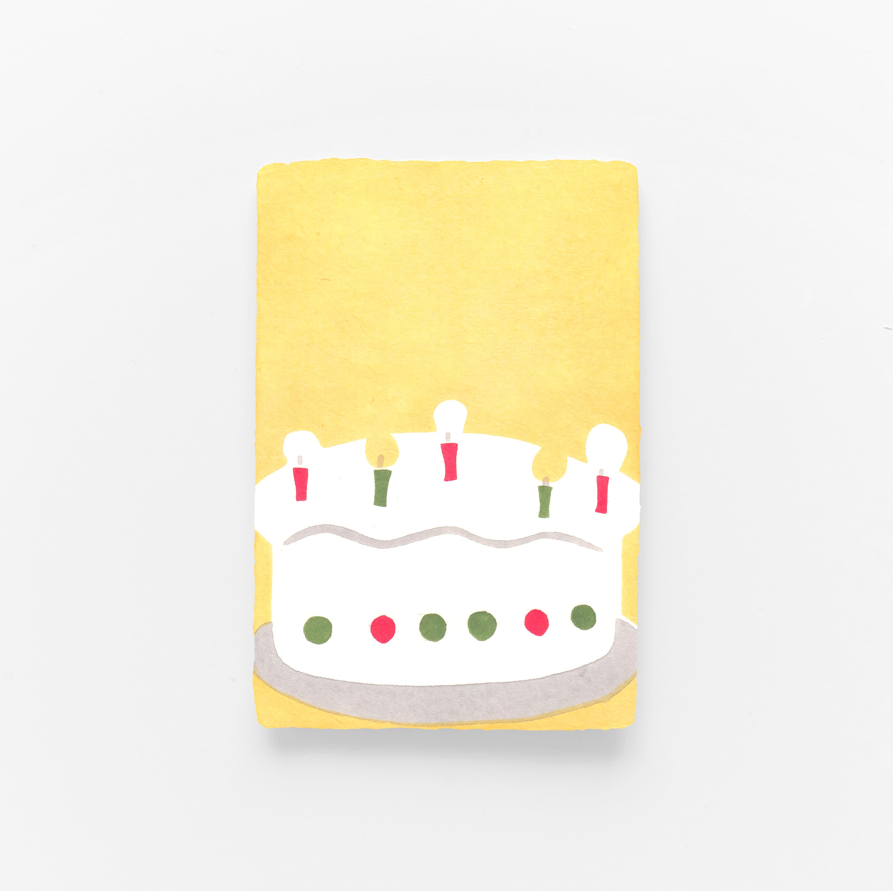 手摺り型染め葉書　ケーキ