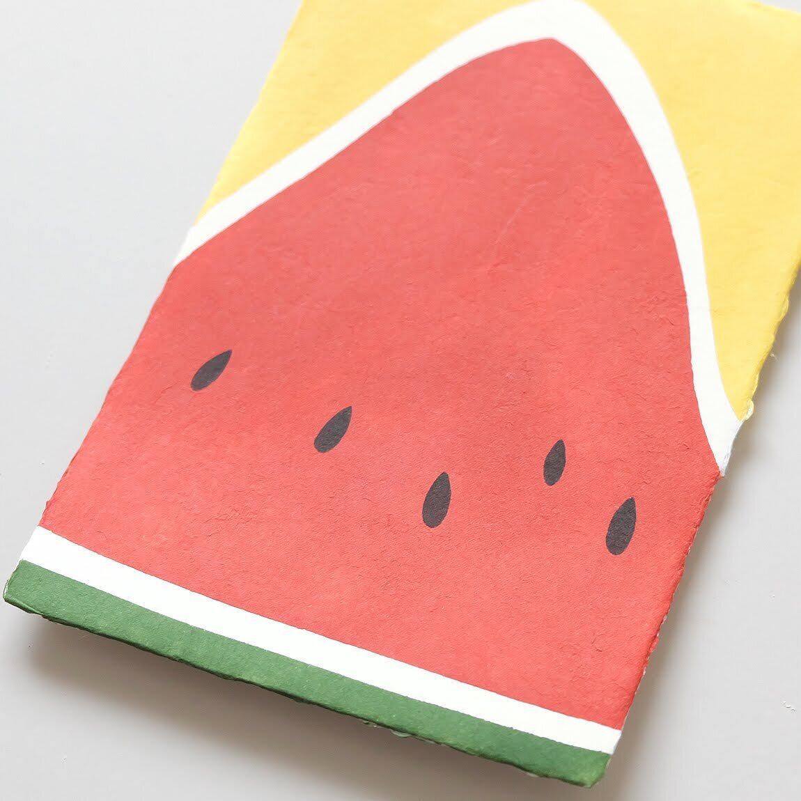 手摺り型染め葉書　スイカ