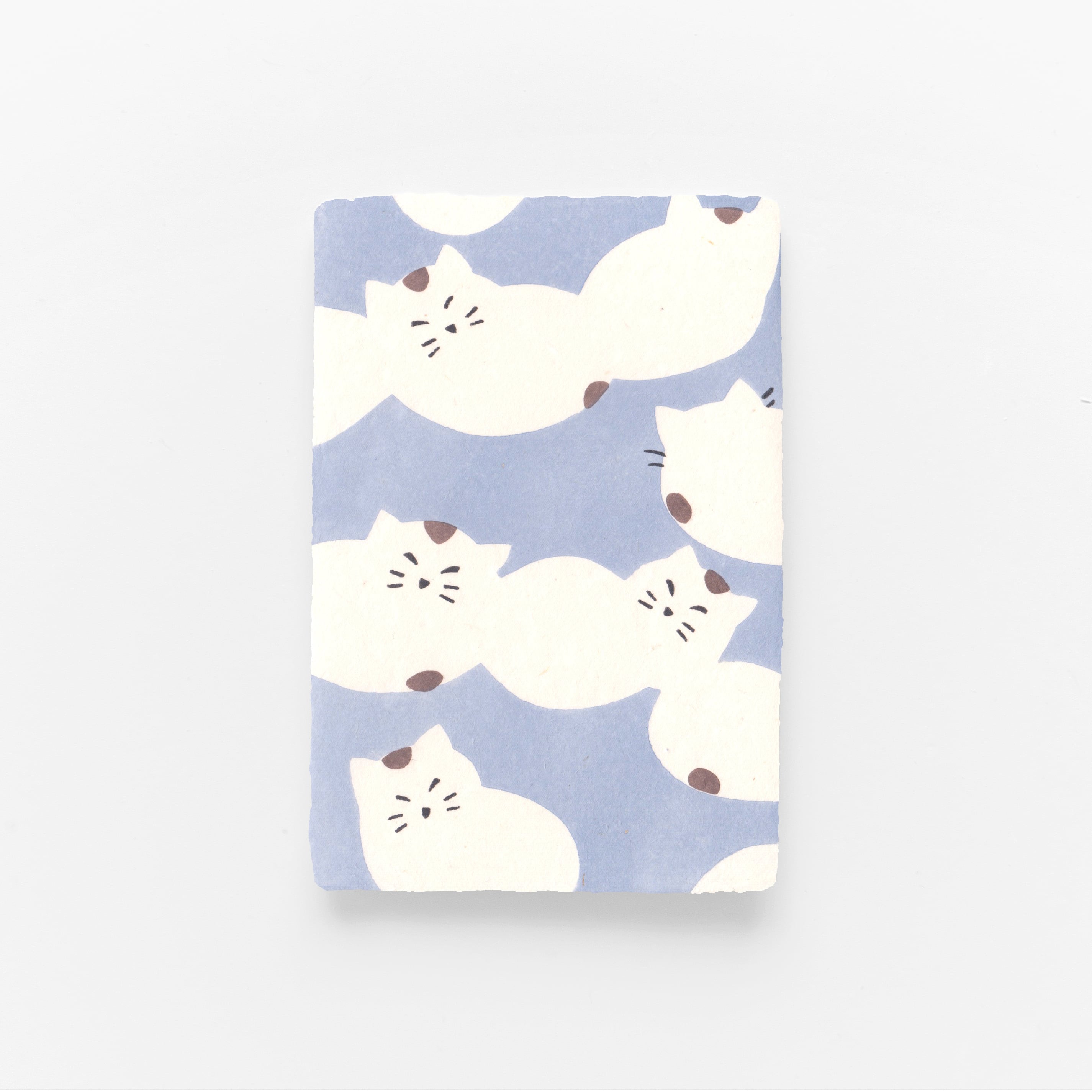 手摺り型染め葉書　猫いっぱい