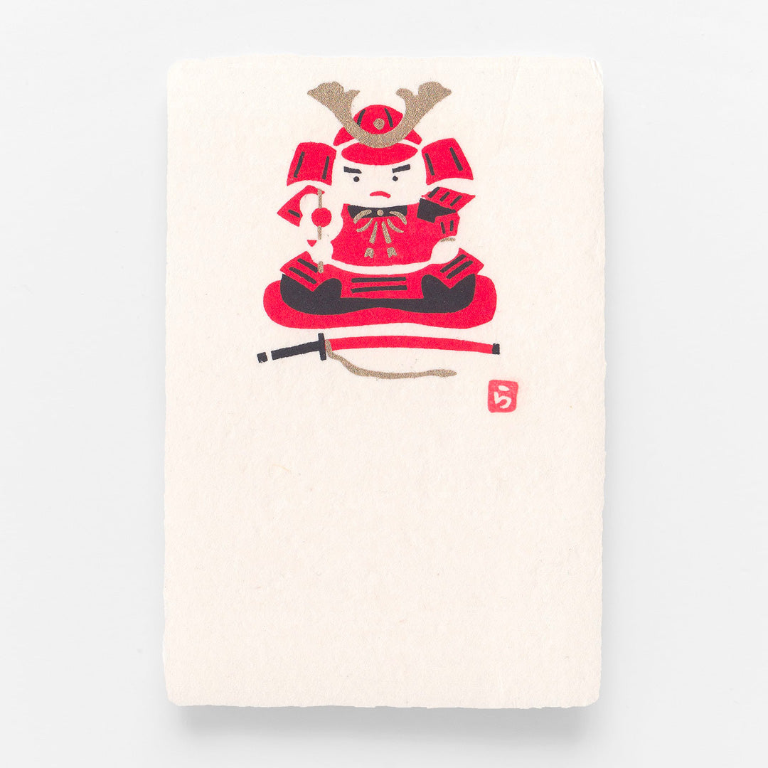 手摺り型染め葉書：武者