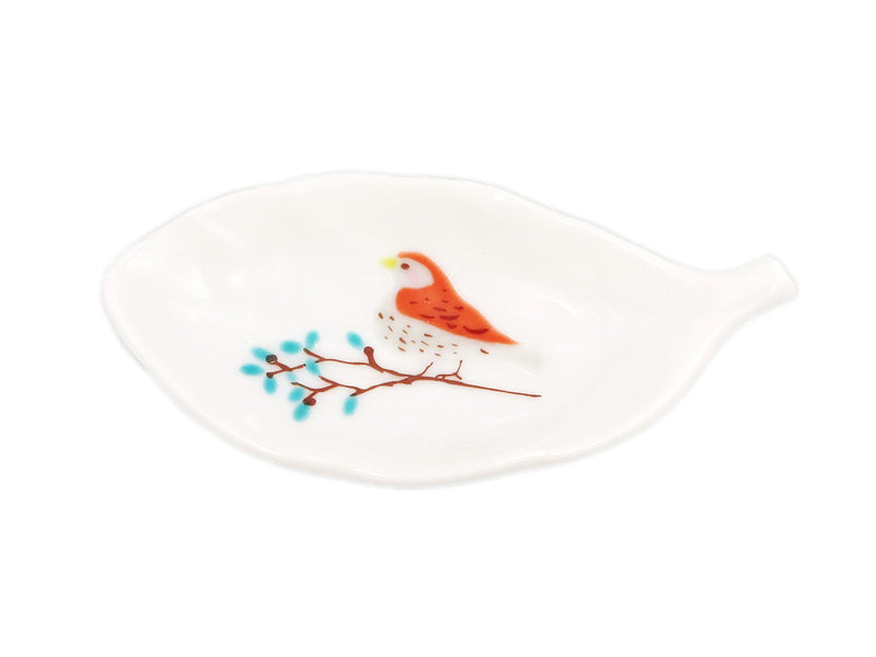 【ハレクタニ】鳥と木葉　はしおき小皿：レッド