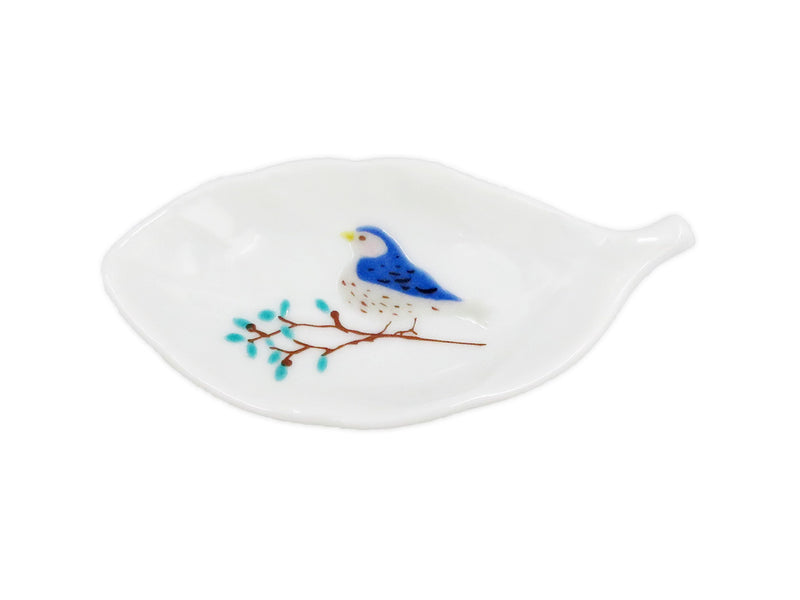【ハレクタニ】鳥と木葉　はしおき小皿：ブルー
